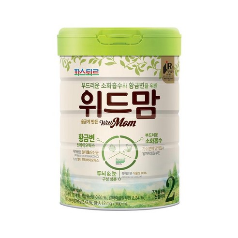 위드맘 리뉴얼 2단계 1캔 황금변 유산균 소화 아기분유 파스퇴르, 1세트