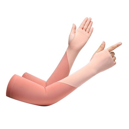 자외선 차단 투톤 일체형 손등 팔토시 풀커버 쿨토시 골프 여성, 1개, 오렌지핑크