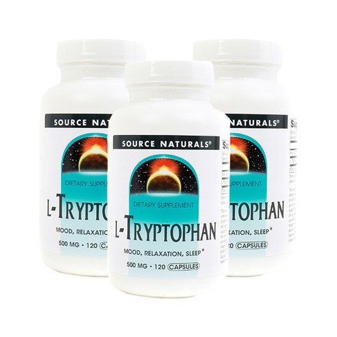 소스내츄럴스 L-트립토판 500mg 캡슐, 120정, 3개