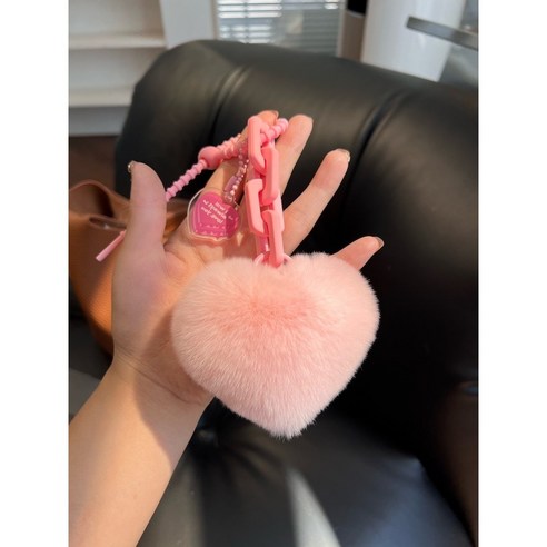 러블리 펄하트 토끼털 최신상 키링 가방걸이 자동차키 열쇠고리, 옵션2, 1개