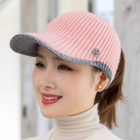[키링] 데이즈원 여성 여자 겨울 니트 털모자 캡 외출 골프 모자