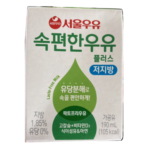 속편한 저지방 우유 플러스, 190ml, 48개 
생수/음료