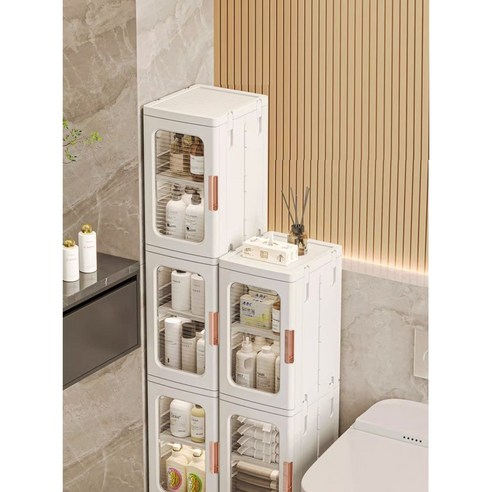 360도 회전 타워형 틈새 리빙박스 적층형 폴딩 수납장 이동식 정리함