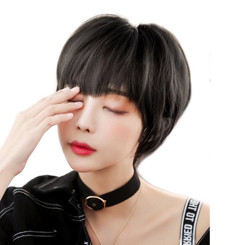 이쁘다샵 가발위드 숏 단발 투톤 스트레이트 여성 통가발 솔리라, 블랙, 1개