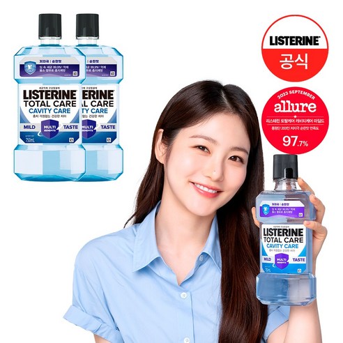 [NEW 충치케어] 리스테린 토탈케어 캐비티케어 마일드 구강청결제, 2개, 750ml