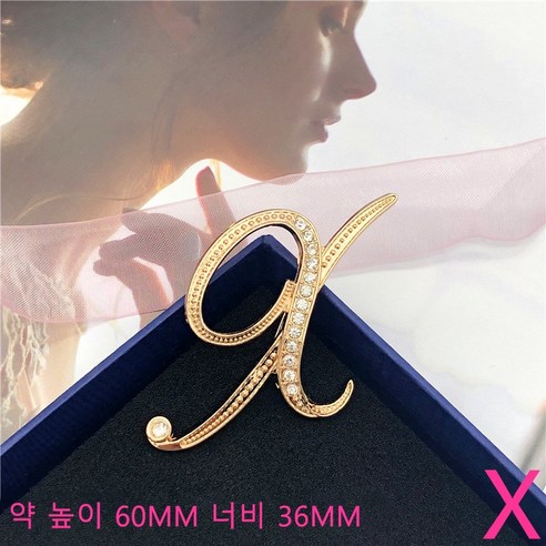 GOYES 큐빅 이니셜 브로치 엘레강스 옷핀 합금 큐빅 무드 코사지 액세서리, 1개, 24