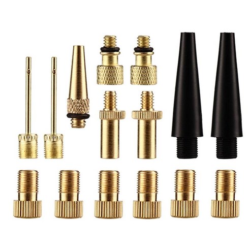 14/15pcs 자전거 펌프 어댑터 슈레이더 도넛 프레스타 밸브 어댑터 어댑터 변환 노즐 볼 펌프 니들 노즐 키트(씰, 15 개, 8.8x6x2.1cm, 구리 금속