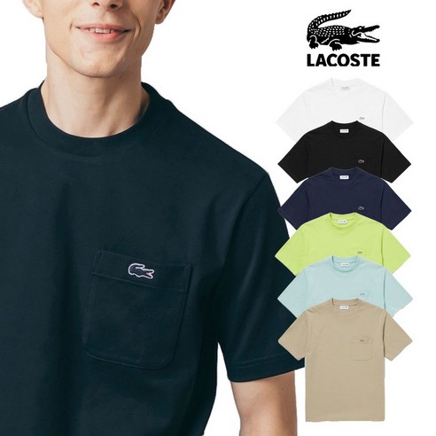 LACOSTE 포켓 남여공용 베이직 반팔 티셔츠