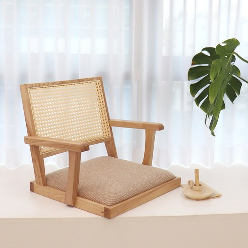파스텔우드 AB라탄 좌식의자 코타츠 팔걸이 원목좌식의자, 네츄럴, 1개