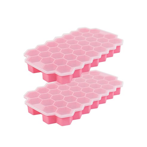 실리콘 벌집 얼음틀 육각형 아이스 트레이, 2개, 핑크