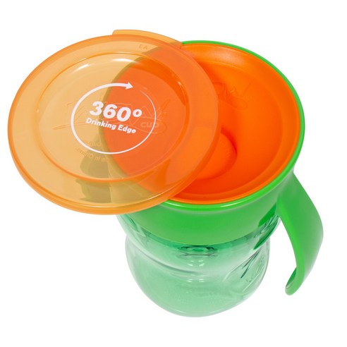 와우컵 베이비 트라이탄 360도 물병 뚜껑 포함, 207ml, 1개, 그린