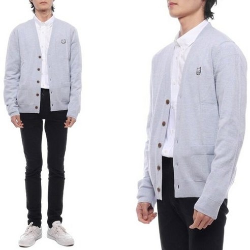 [적극 추천] MAISON KITSUNE 24SS 남성 볼드 폭스헤드 패치 가디건 MM005 남자메종키츠네가디건