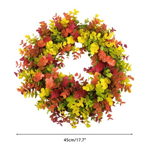 TeeFly 가을 유칼립투스 화환 농가 정문 교수형 장식 크리스마스 웨딩 파티 장식에 대 한, 사진 색상 / 45cm.