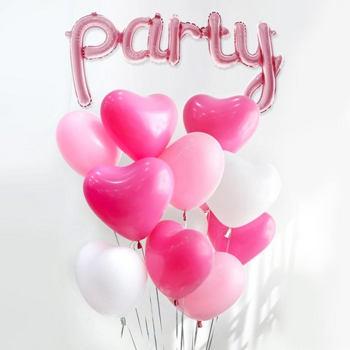 하트풍선20P (핑크혼합)+호일풍선(PARTY_핑크) / 프로포즈 이벤트 결혼기념일 연인 웨딩 커플 파티용품, 하트풍선20P (핑크혼합)+호일풍선 (PARTY_핑크)