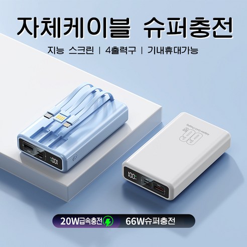 대용량 20000mAh, 66W 고속 충전, 자체 충전 지원