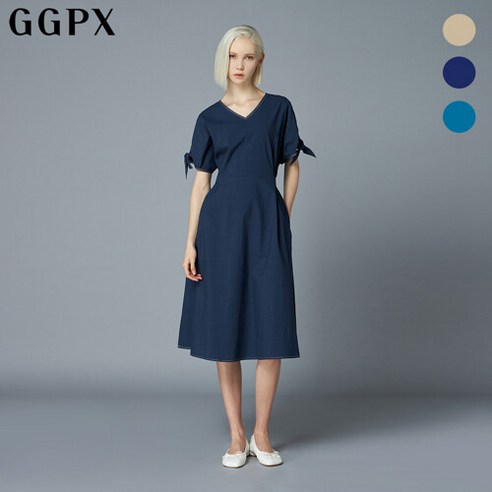 GGPX 리본 소매 볼륨핏 스티치 핀턱 원피스 GO5OP016F