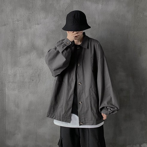 남심플한 학생 가을 홍콩풍 ins 트렌드 코트 남성 코트 멋스럽다 루즈핏 재킷