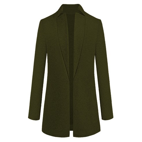 [ZL] CINESSD 여성 모직 코트 캐주얼 자켓 2021 가을 겨울 라펠 긴 소매 카디건 솔리드 오피스 레이디 플러스 사이즈 블렌드 자켓
