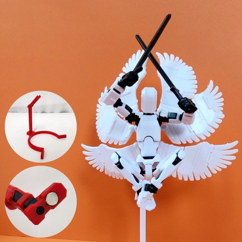 [착착붙는] 아느캐 DIY 3D 날개달린 관절피규어 액션피규어 조립블록, 화이트, 1개
