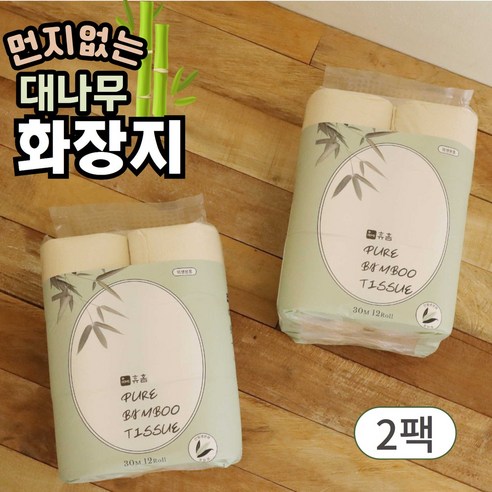 휴홈 먼지없는 퓨어 대나무 화장지 3겹 30M, 2개, 12개입