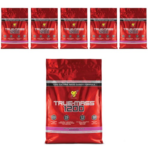 비에스엔 트루-매스 1200 파우더 프로틴 & 카보하이드레이트 드링크 믹스 단백질 보충제, 4.65kg, 6개