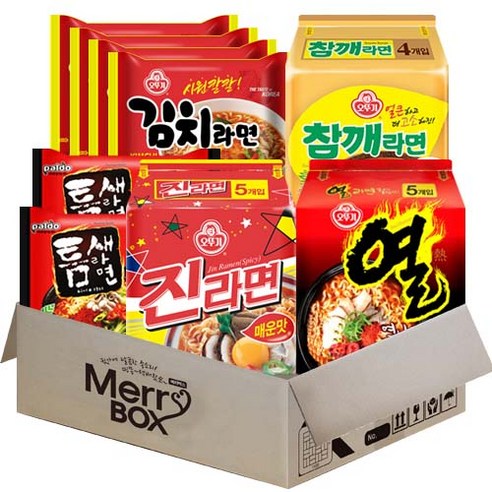 오뚜기 봉지라면 5종 (진라면매운맛5p+열라면5p+참깨라면4p+김치라면4p+틈새라면2p), 1세트