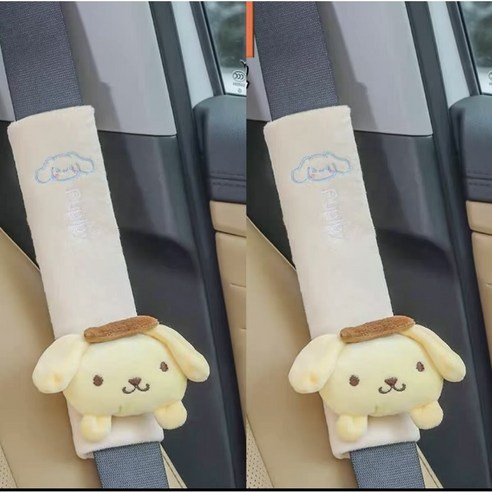 차량용 안전벨트 커버 귀여운 캐릭터 커버 사계절 공용 2개, 폼폼푸린