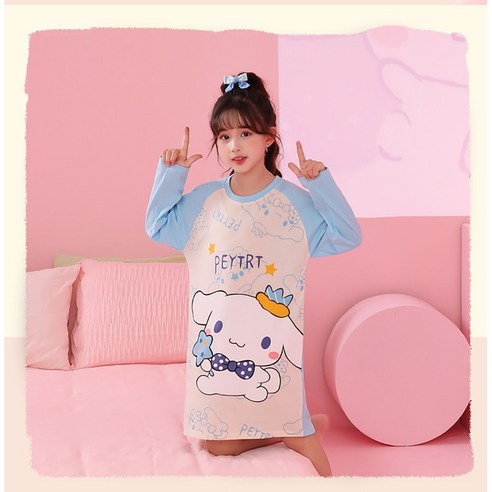 시나모롤 마이멜로디 반팔 원피스 잠옷 어린이 초등학생 파자마