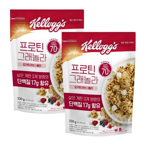 켈로그 프로틴 그래놀라 요거트큐브 앤 베리 330g 2개