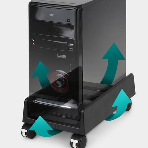 컴퓨터 PC 바퀴 이동식 받침대 데스크탑 본체 선반 거치대, 슬림형-블랙