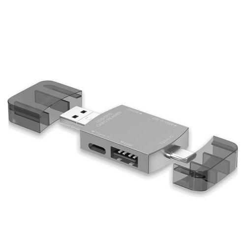 돌아라 c타입 멀티 USB3.2 SD TF 카드 리더기 OTG 리더기, 그레이