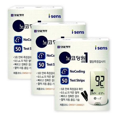 아이센스 노코딩원 혈당측정 검사지, 50매입, 3개