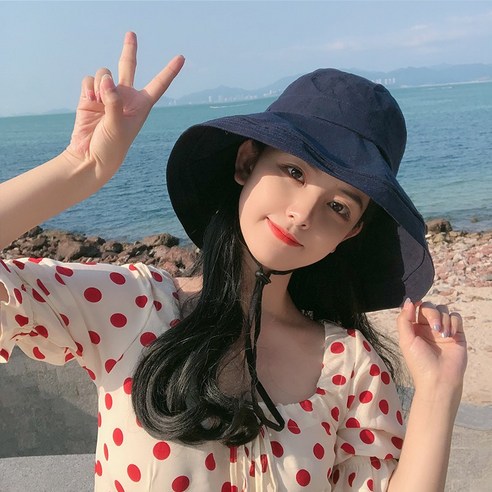 DFMEI 오버사이즈 챙 벙거지 여하 나들이 선캡 선캡 문예용여여름, DFMEI 네이비 면 린넨