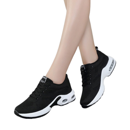 도오빠 포빌리아 여성 메쉬 운동화 3.5CM 키높이 런닝화 미들힐 에어 쿠션 레이스업 통기성 스니커즈 여자운동화 신발