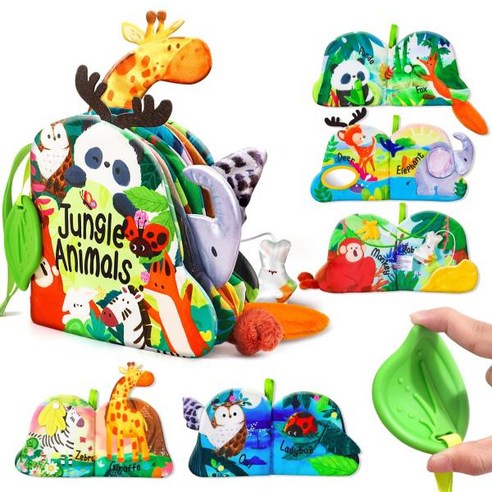 Baby Books 0-6 Months Infant Tummy Time Sensory Teething Toys 6 to 12 Touch and Feel Soft Cloth 3D, 한개옵션0