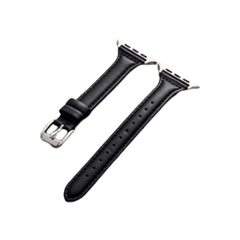 리빙듀오 애플워치 슬림 가죽 스트랩 밴드 38mm 40mm 42mm 44mm, 블랙