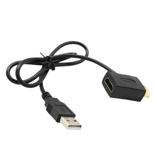 USB 2.0 전원 공급 장치 커넥터 케이블이있는 HDMI 남성-여성 어댑터 플러그