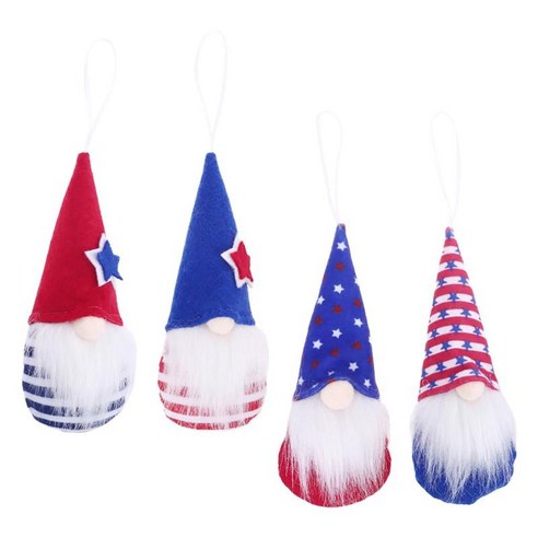 4x 부활절 그놈 장식 독립 기념일 그놈 봉제 인형 스칸디나비아 Tomte Nordic Nisse Elf Dwarf 장식 성 패트릭의 날, 뾰족한 모자, 플러시 코튼