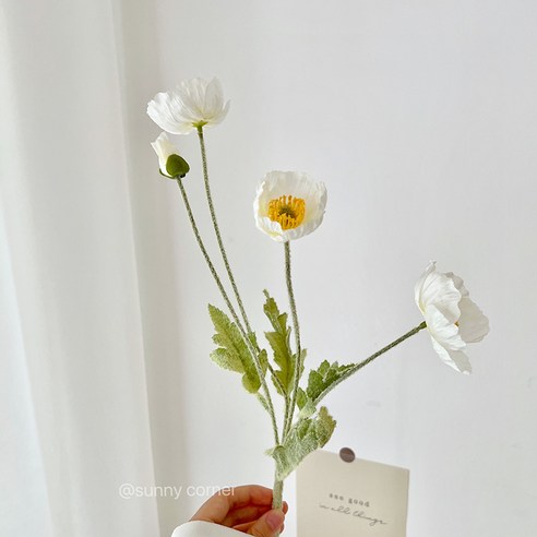 Ins 아이스 섬 아름다움 인공 꽃 가짜 꽃 고급 실크 꽃 거실 꽃다발 꽃 장식 장식 사진 소품, 화이트, 하나