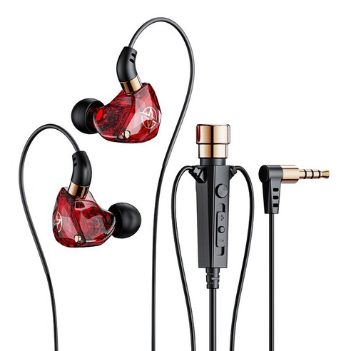 DFMEI 신모델 K노래 이어폰 생방송 노래 녹음 전용 모니터 헤드셋 캐스터, 1.2 미터 빨간색