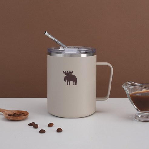 MOZ 스웨덴 316 스텐 진공 머그컵 스텐머그컵 보온머그컵 보온컵, 오트밀베이지, 370ml, 1개