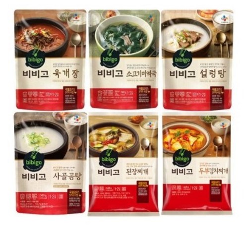 비비고 국 탕 찌개 6종(두부김치 된장찌개 육개장 소고기미역국 사골곰탕 설렁탕), 2세트 - 즉석탕/찌개 | 쿠팡