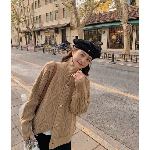 KORELAN홍콩식 빈티지chic 스웨터 재킷 여성 가을 겨울 두껍게