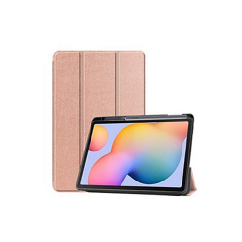 강화유리2장+후면쉴드 갤럭시탭S6 라이트 10.4 S펜수납 스마트 북커버 케이스 SM-P610 P610N P615 P615N Lite 케이스나라 삼성, 로즈골드+강화유리2장+후면쉴드