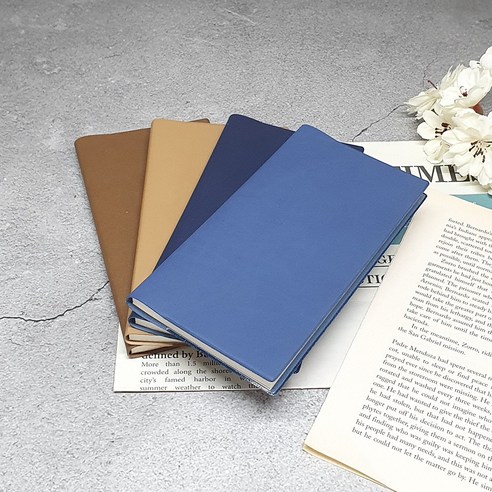 에브리 48절 포켓 미니 기자 수첩 이름 로고 각인 소형 가죽 만년 플래너 제작, 1개, 베이지