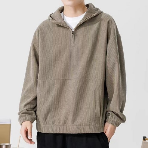 휠렉스 남성 가을 오버핏 반집업 후드티 Y1259