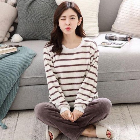 홈웨어 파자마 겨울 커플잠옷 포근커플단가라SET