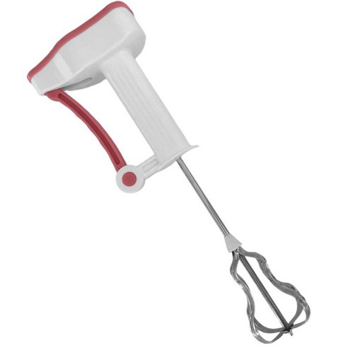 반자동 계란 비터 수동 ABS 핸들 핸드 푸시 베이킹 도구 Eggbeater 계란 거품기 믹서 초콜릿 음료 라떼 홈 오피스, 빨간색, 12.80x4.53x2.13인치, 스테인리스 스틸 및 ABS