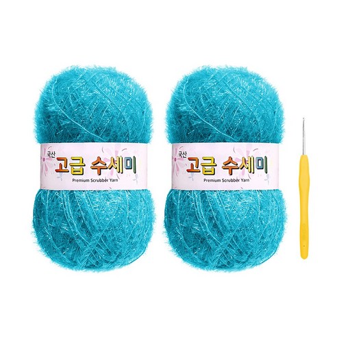울클럽 별꽃수세미 DIY 고급수세미실 80g 2볼 + 코바늘 6호 (동영상제공), 189아쿠아블루