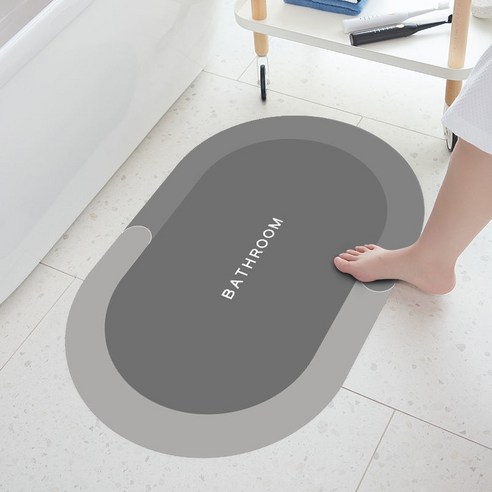 ZZJJC 소프트 실리카 욕실 매트 캐릭터 화장실 입구 물흡입 매트 화장실 미끄럼 방지 매트 속건 매트, 규조니 - 연회(타원형), 40*60cm